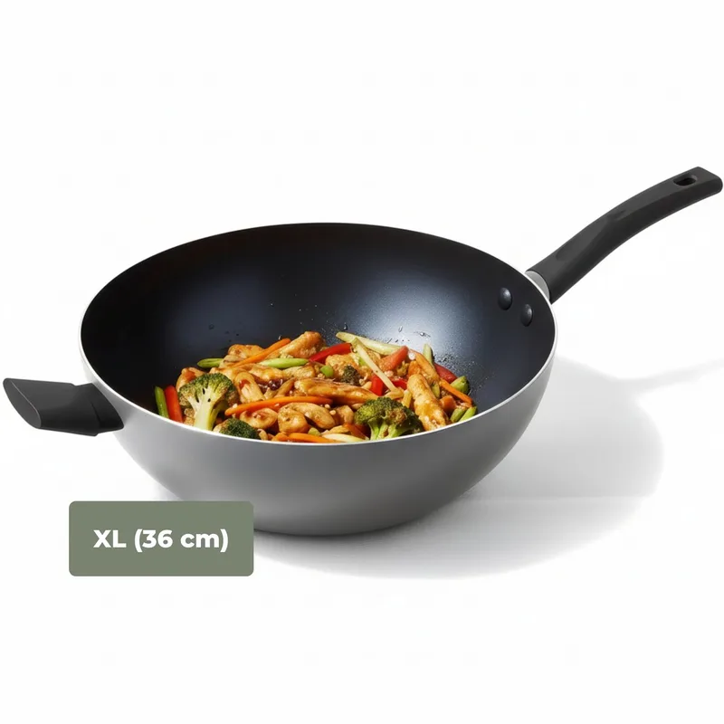 Avon Wokpan Inductie - 36 cm (XL) - Keramisch - Ergo Greep - Wok - PFAS, PTFE Vrij - Alle Warmtebronnen by ISENVI in Zonder Deksel – product photo
