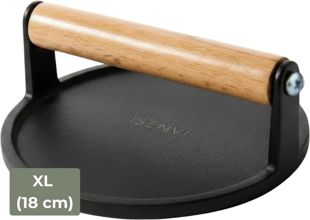 Byron - Hamburgerpers - Gietijzer - XL (18 cm) - Extra Zwaar - Smash Burger Press - Hamburgermaker - BBQ Accesoires