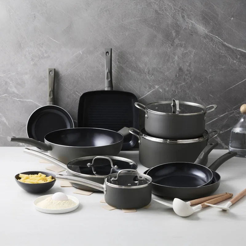Murray Chef Encore - Compleet met ISENVI Avon - Pannenset 22 Delig - RVS & Ergo grepen - Keramisch - 100% PFAS, PTFE vrij - 100% duurzaam - Unieke Antiaanbaklaag - Non-stick bodem - Vaatwasbestendig - Geschikt voor alle by ISENVI in Anthracite – product photo