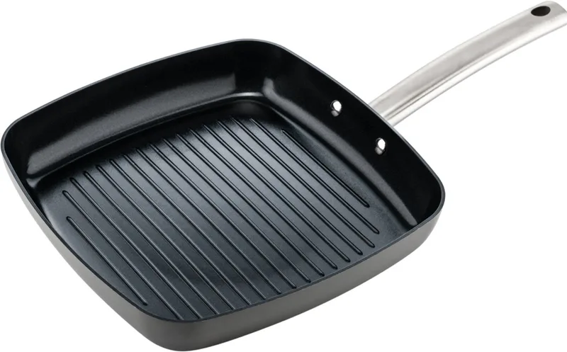 Murray Grillpan - 26 cm - Keramisch - RVS Greep - Geschikt voor Inductie - PFAS, PTFE Vrij by ISENVI in Anthracite, Rvs – product photo