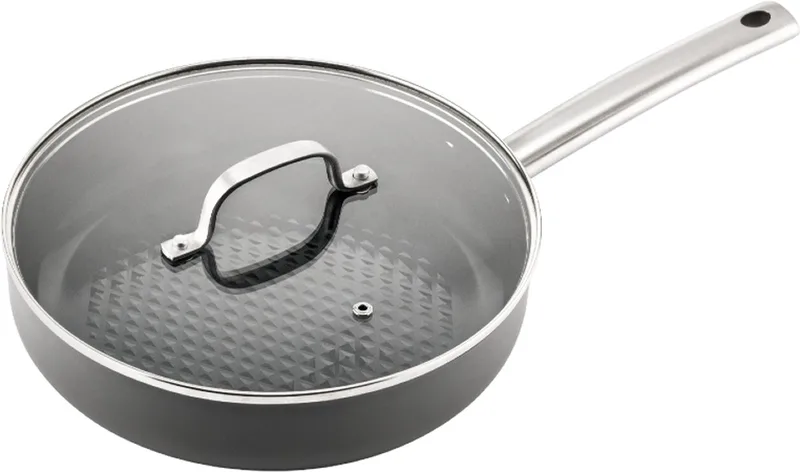 Murray Hapjespan met Deksel - 26 cm - Keramisch - RVS Greep - Geschikt voor Inductie - PFAS, PTFE Vrij by ISENVI in Anthracite, Rvs – product photo