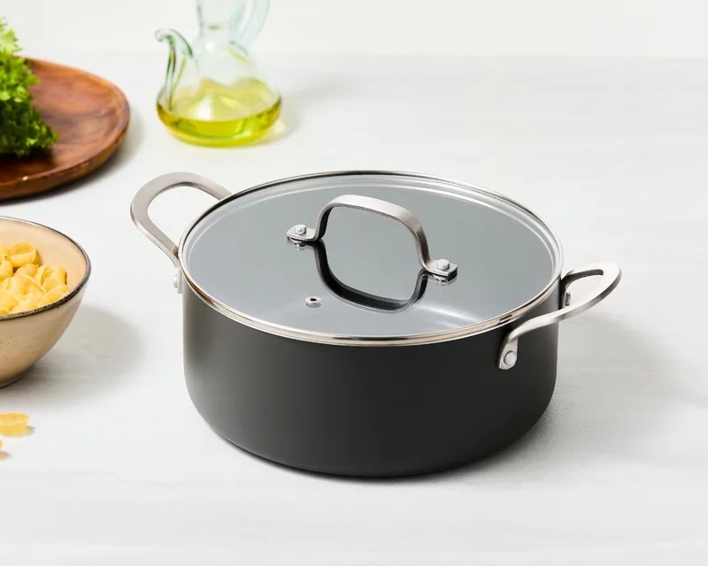 Murray Kookpan met Deksel - 24 cm - Keramisch - RVS Greep - Geschikt voor Inductie - PFAS, PTFE Vrij de ISENVI en Anthracite, Rvs – photo produit