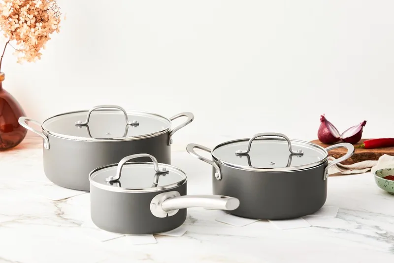 Murray Pannenset Inductie - Keramisch - 9 Delig - Kookpannen Set - PFAS, PTFE Vrij - Alle warmtebronnen von ISENVI in Anthrazit – Produktfoto
