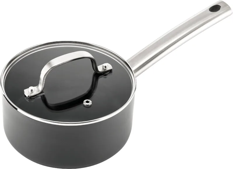 Murray Steelpan met Deksel - 16 cm - Keramisch - RVS Greep - Sauspan - Geschikt voor Inductie - PFAS, PTFE Vrij by ISENVI in Anthracite, Rvs – product photo