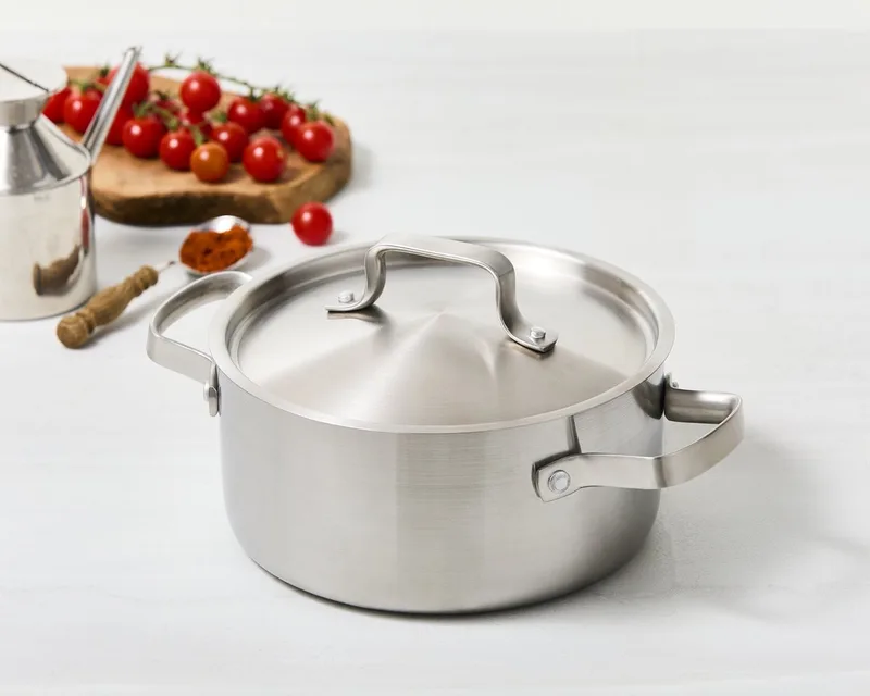 Soenil by ISENVI Kookpan met Deksel - 20 cm - Keramisch - RVS - Geschikt voor Inductie - PFAS, PTFE Vrij by ISENVI in Hoogglans RVS – product photo