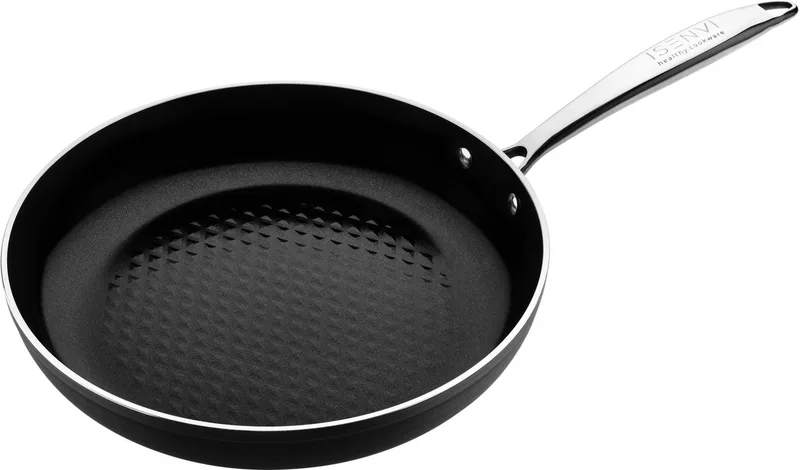 Victoria Forged keramische koekenpan 28 CM - RVS greep - Antraciet - Keramisch - 100% PFAS, PTFE vrij - 100% duurzaam - Unieke Antiaanbaklaag - Non-stick bodem - Geschikt voor alle warmtebronnen inclusief inductie de ISENVI en Antraciet – geanodiseerd – photo produit