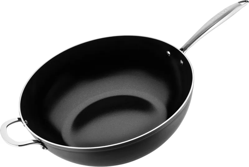 Victoria Forged Wokpan Inductie - 32 cm - Keramisch - RVS Greep - Wok - PFAS, PTFE Vrij - Alle Warmtebronnen de ISENVI en 32 cm – zonder deksel – photo produit