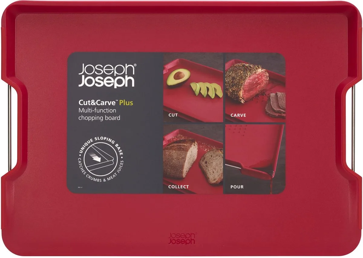 Cut&,Carve Plus Snijplank Groot - Kunststof van Joseph Joseph in Rood – productfoto