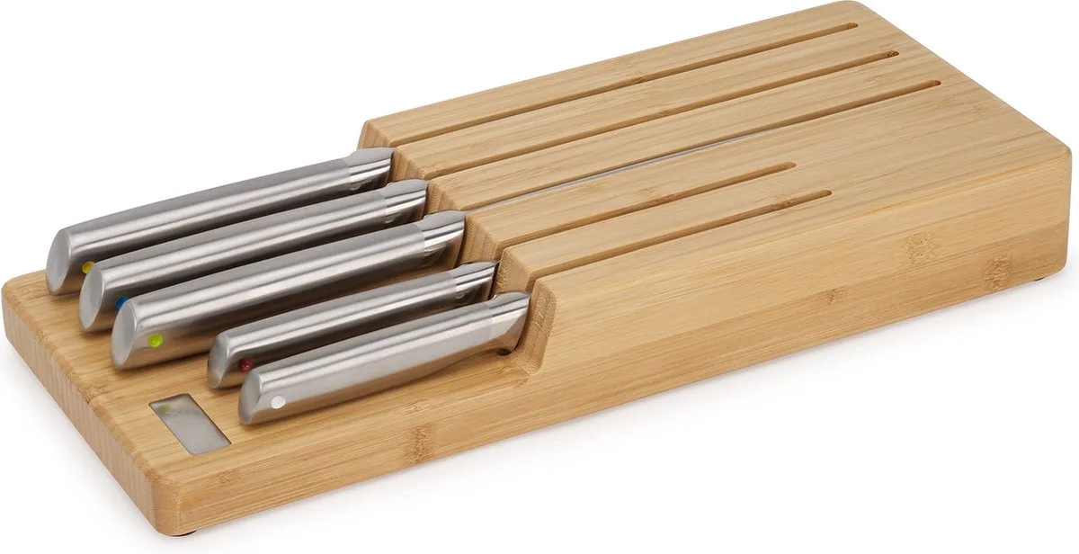 Ensemble De Couteaux Elevate Avec Plateau De Rangement En Bambou Pour Tiroir de Joseph Joseph en Marron – photo produit