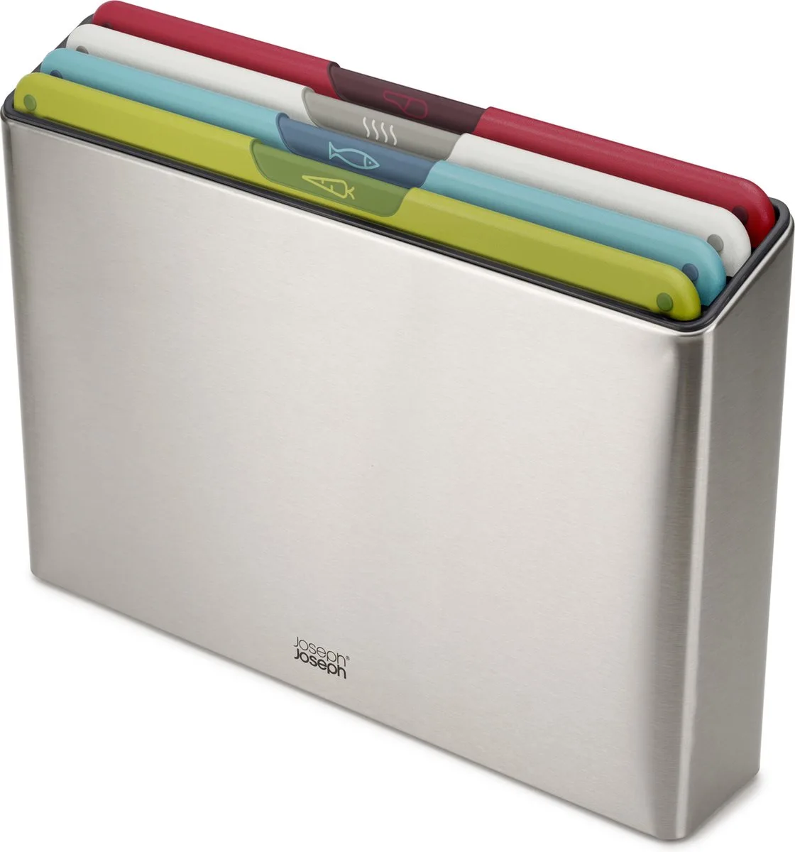 Folio Icon 4 Snijplanken in Stalen Houder - Kunststof by Joseph Joseph in Silver – product photo