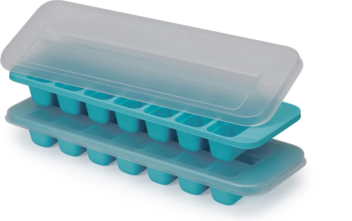 Ijsblokjesvorm, 11.9 x 33 x 3.6 CM, Set van 2 Stuks, Easy Fill, Voor 14 ijsblokjes, Kunstof, Blauw van Joseph Joseph in Blauw – productfoto