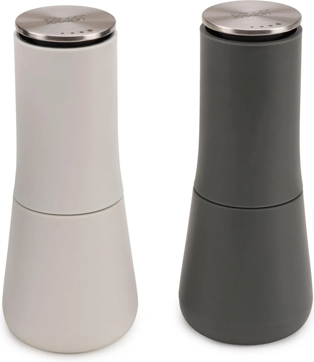 Milltop Zout- en Pepermolenset – Antiknoei Design – Instelbare maalgraad - 2-delig von Joseph Joseph in Grau – Produktfoto