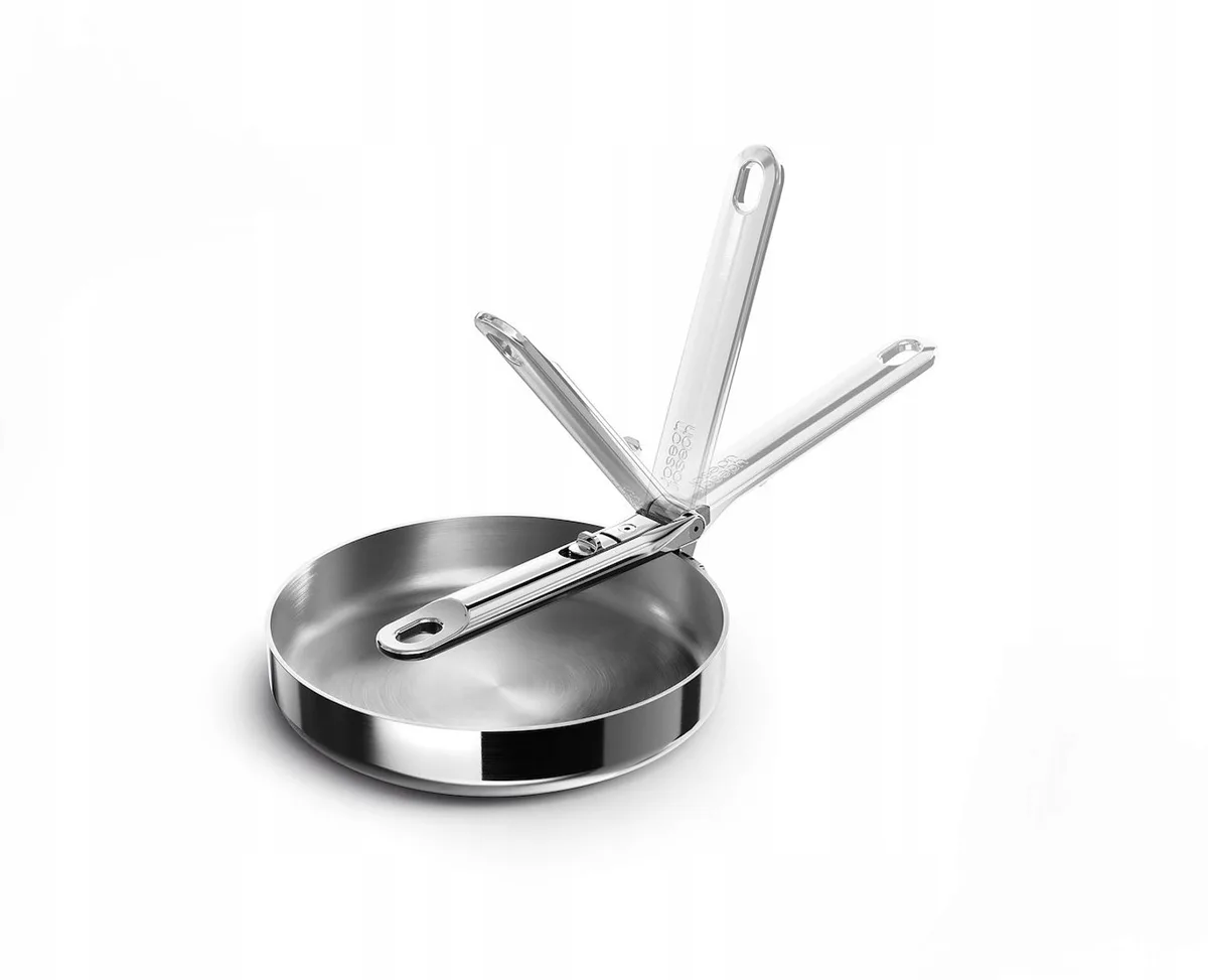 Space koekenpan 20cm met inklapbare handgreep van Joseph Joseph in Steel – productfoto