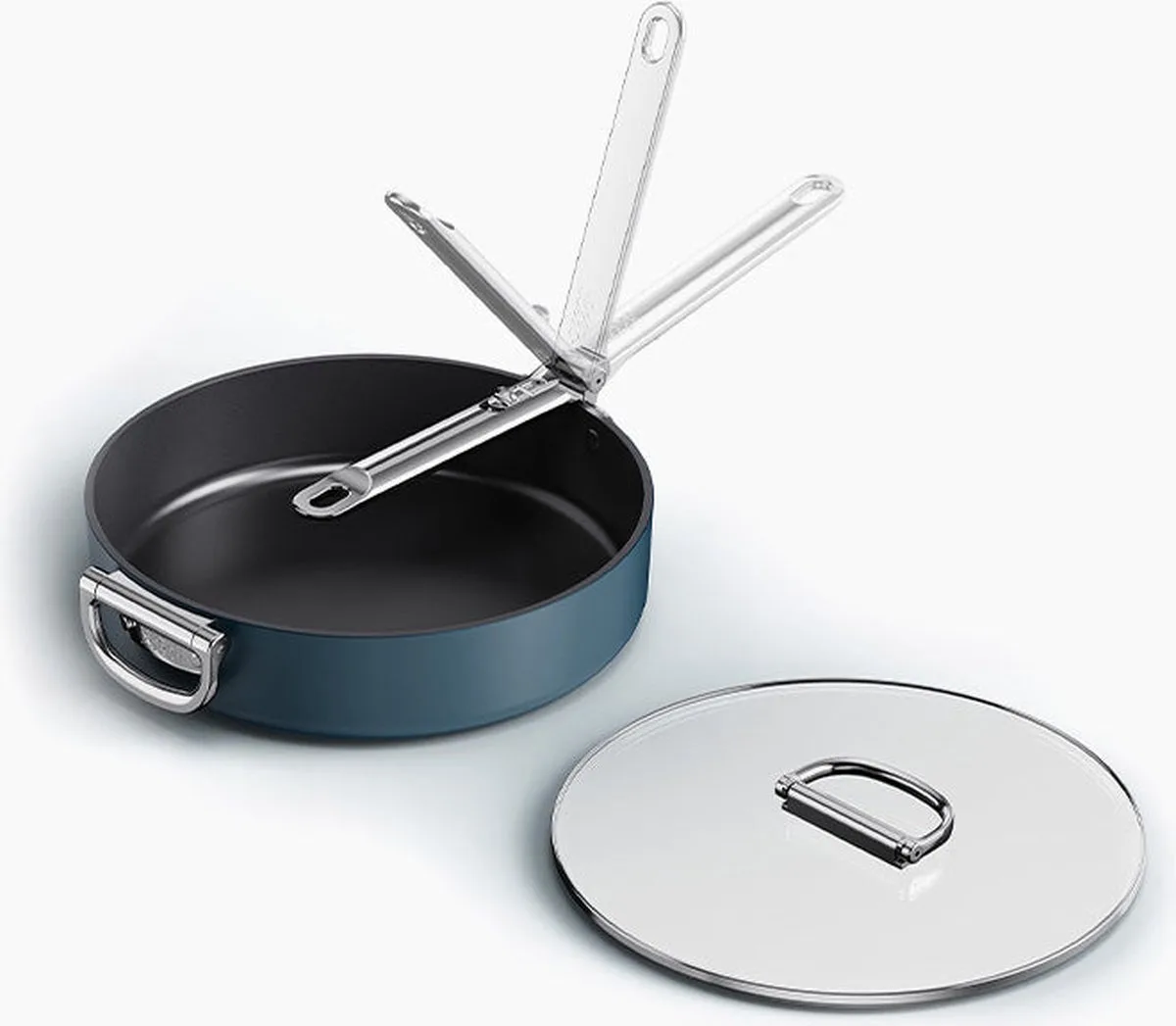 Space sauteerpan met deksel – 28 cm – anti-aanbak de Joseph Joseph en Bleu – photo produit
