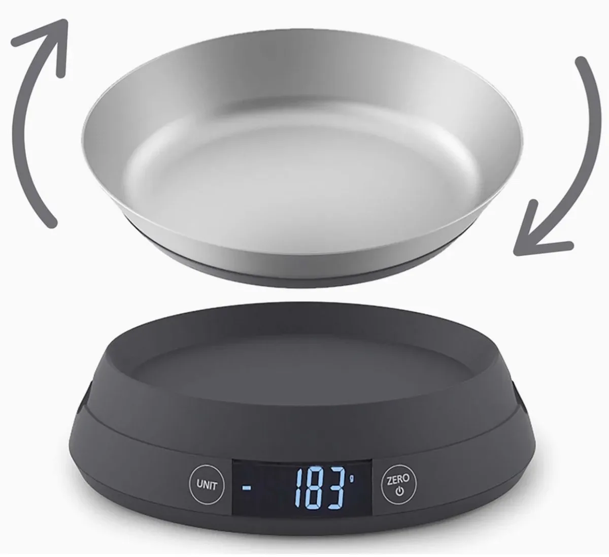 SwitchScale Digitale Keukenweegschaal – 2-in-1 met omkeerbare schaal van Joseph Joseph in Grijs – productfoto