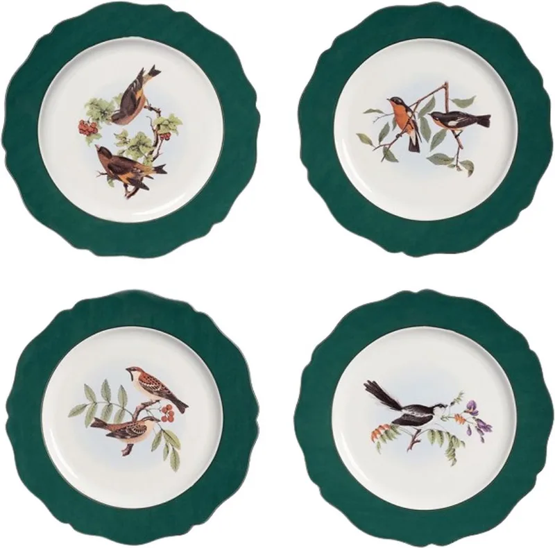 Avifauna borden 22cm (set van 4) - Kleine borden by &k amsterdam in White – product photo