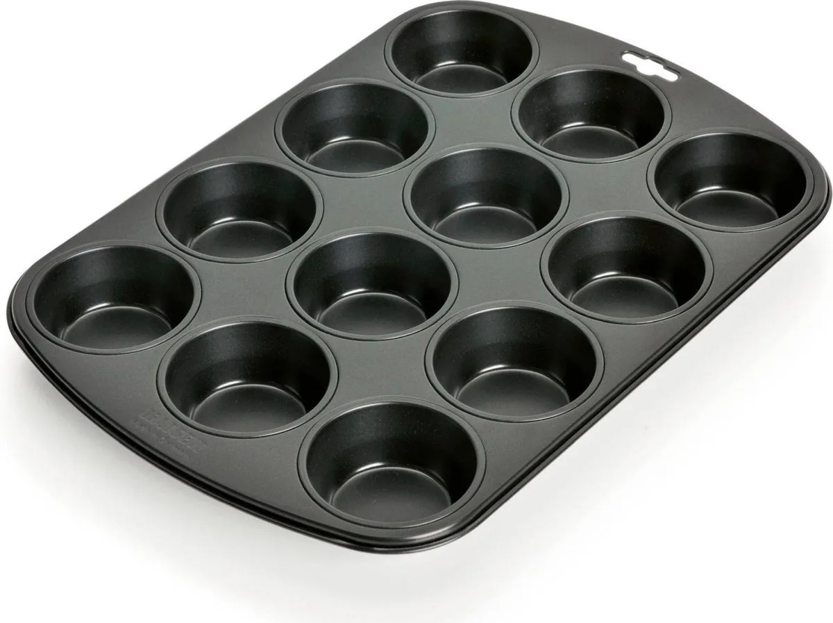 Muffin World - Muffinvorm - 12 Stuks - 38 x 27 cm - Non-Stick - Voor Perfecte Muffins van Kaiser in Grijs – productfoto