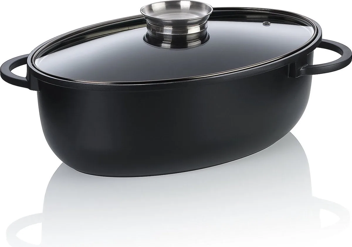 Braadpan, 8.0 L, met Deksel, Non-stick, PFAS/PTFE vrij, Gegoten Aluminium von Kela in Schwarz – Produktfoto