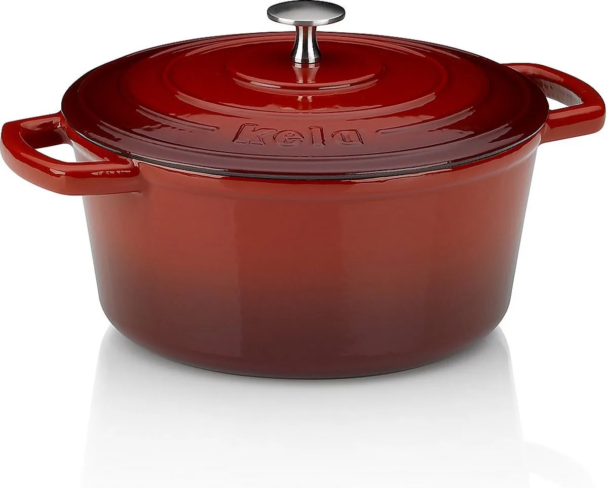 Braadpan Gietijzer 24 cm van Kela in Rood – productfoto