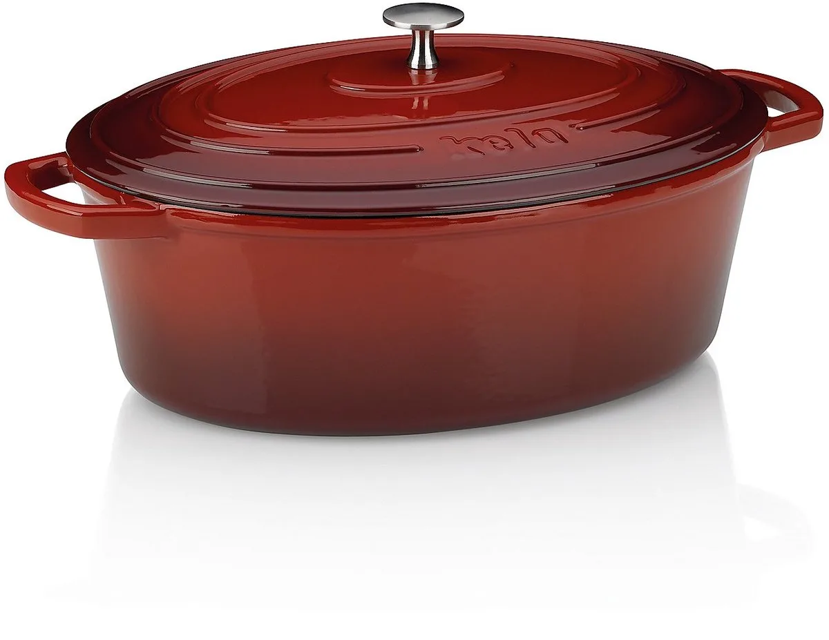 Braadpan Gietijzer Ovaal 33 cm x 26 cm- Kela | Calido van Kela in Rood – productfoto