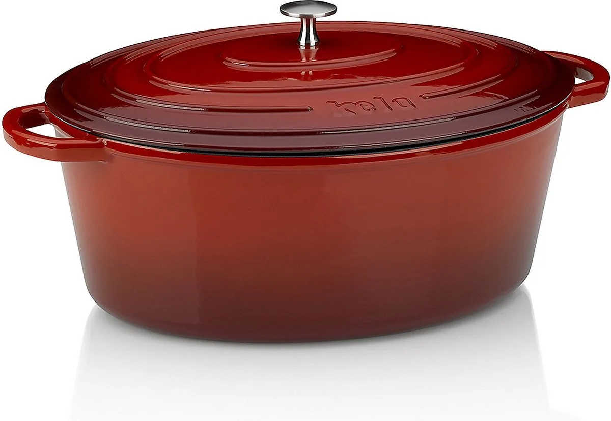 Braadpan Gietijzer Ovaal 36 cm x 29 cm- Kela | Calido de Kela en Rouge – photo produit