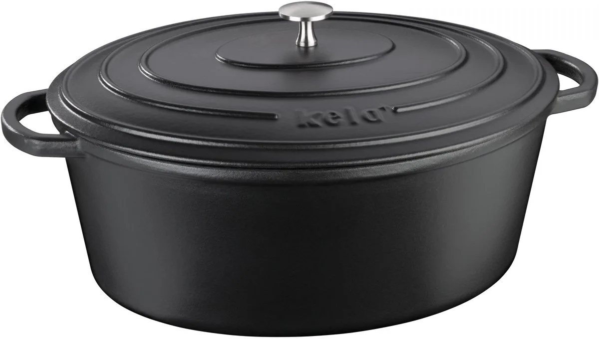Braadpan Gietijzer Ovaal 36 cm x 29 cm- Kela | Calido de Kela en Noir – photo produit