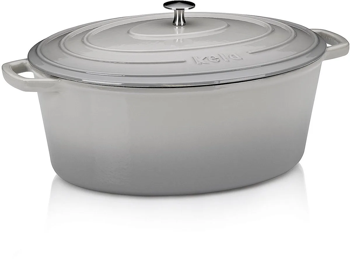 Braadpan, Gietijzer, Ovaal, 36 x 29 cm van Kela in Grijs – productfoto