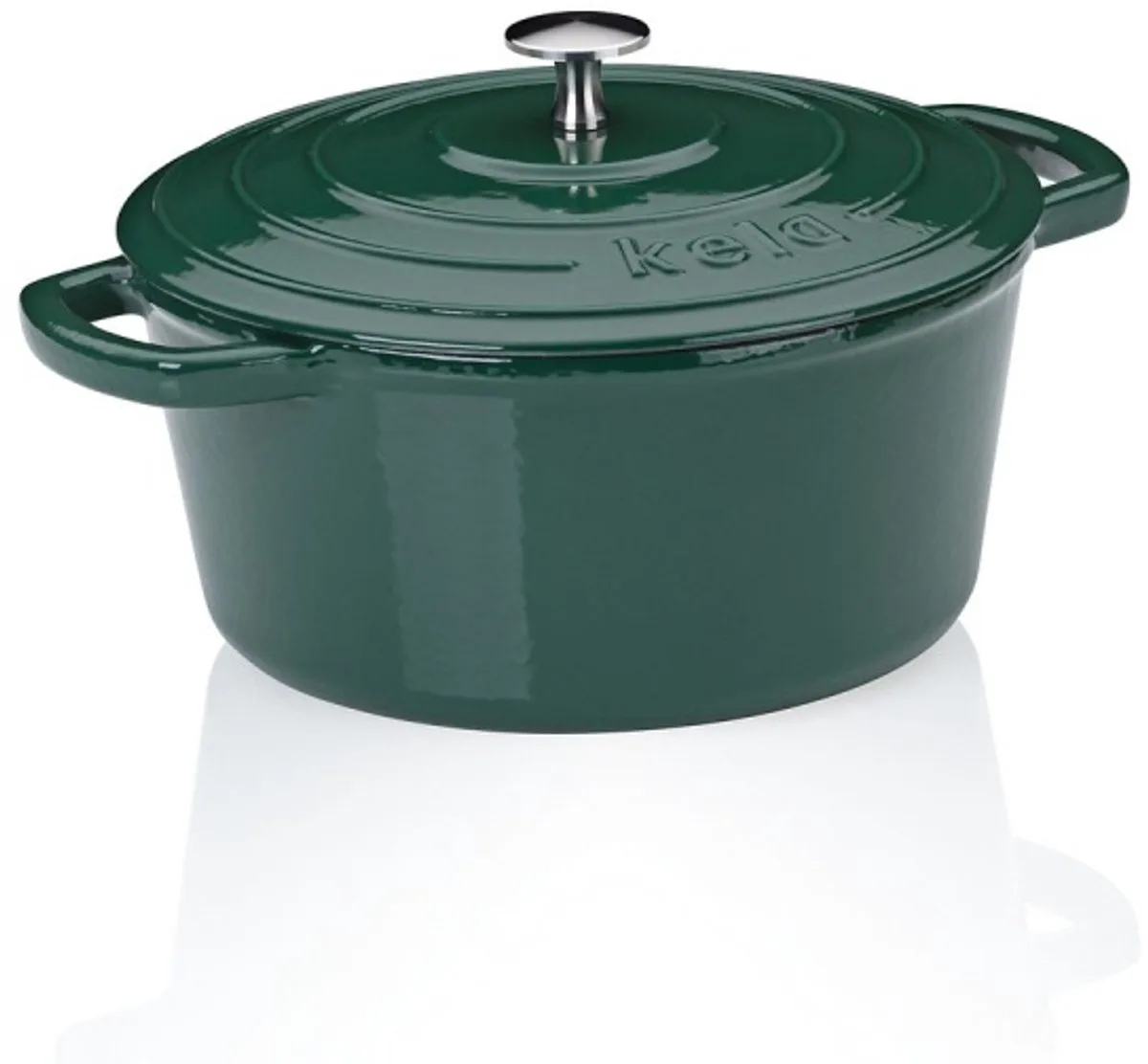 Calido gietijzeren braadpan met deksel, rond, smaragdgroen, 24 x 12 cm, 3,8 l by Kela in Green – product photo