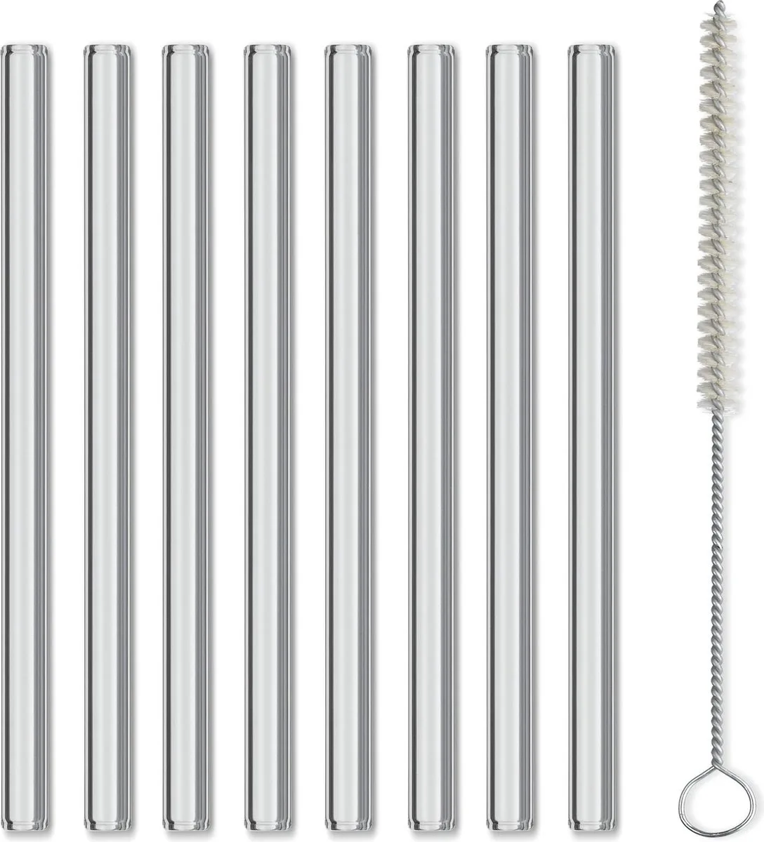 Glazen Rietjes 15 cm, Set van 8 Stuks de Kela en Transparent – photo produit