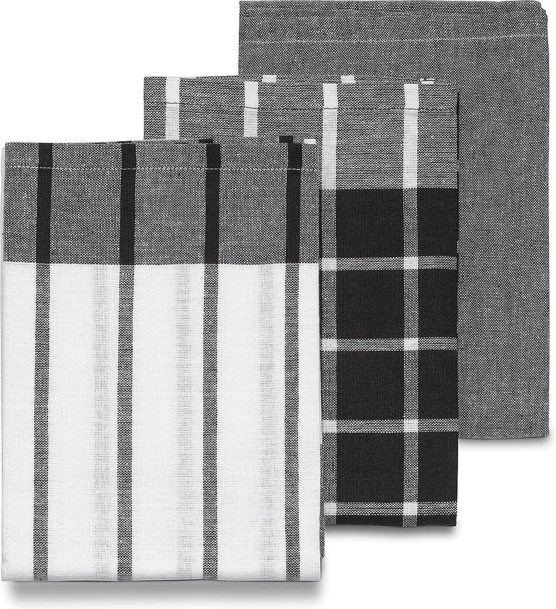 Keuken - Theedoeken, Set van 3, Katoen, 65 x 45 x 0.2 cm by Kela in Black – product photo