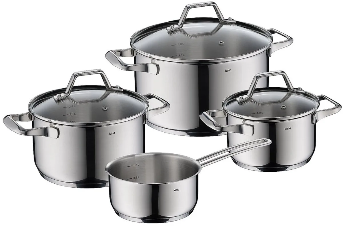 Lucca-servies set, roestvrij staal 18/10, 4-delig von Kela in Silber – Produktfoto