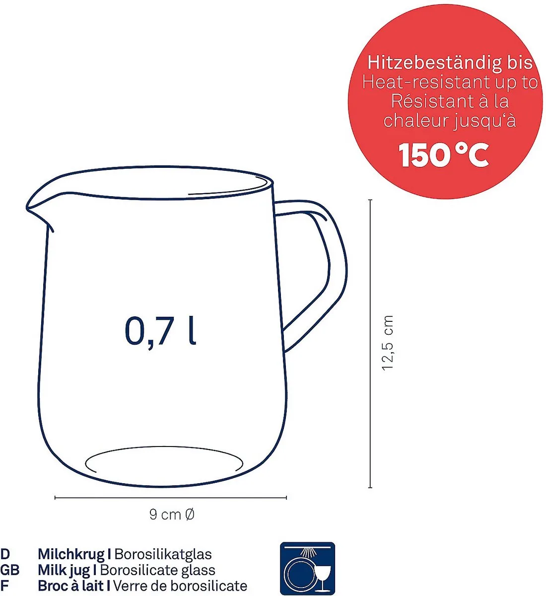 Melkkan 700 ml, Dubbelwandig Glas van Kela in Transparant – productfoto