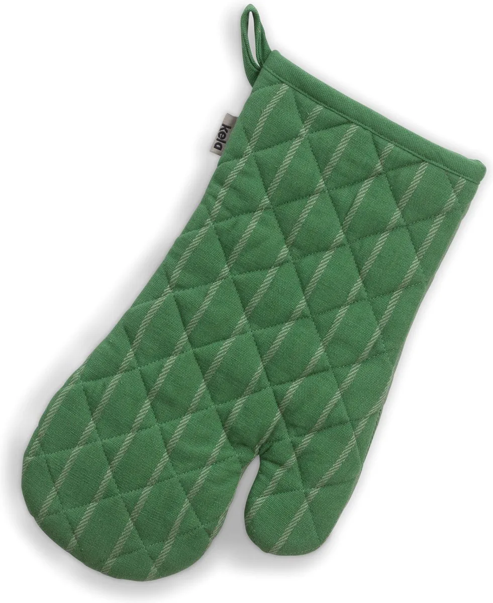 Ovenwant, Ovenhandschoen, Set van 4 Stuks, Katoen, met Streep, 31 x 18 cm från Kela i Grön – produktbild
