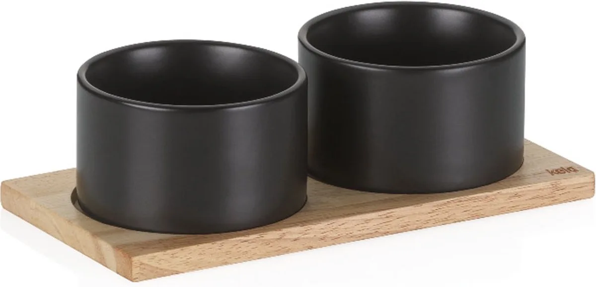 Schaaltjes,Kommen, Set van 2 Stuks, 10 cm, Keramiek, Hout von Kela in Schwarz – Produktfoto