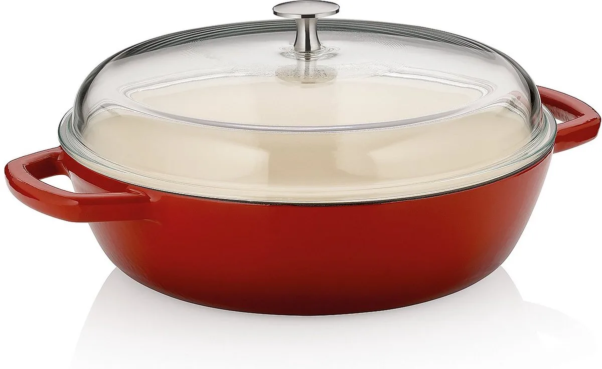 Stoofpan met Deksel, Ø 28, 3.8 L, Gietijzer von Kela in Rot – Produktfoto