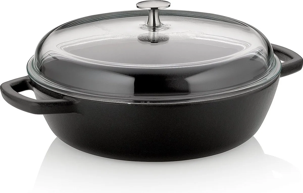 Stoofpan met Deksel, Ø 28, 3.8 L, Gietijzer de Kela en Noir – photo produit