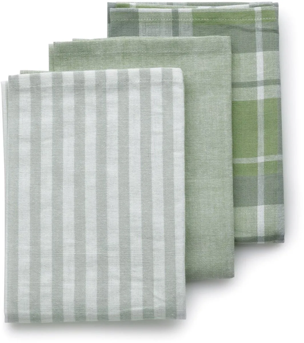 Theedoeken Set, Olijfgroen van Kela in Groen – productfoto