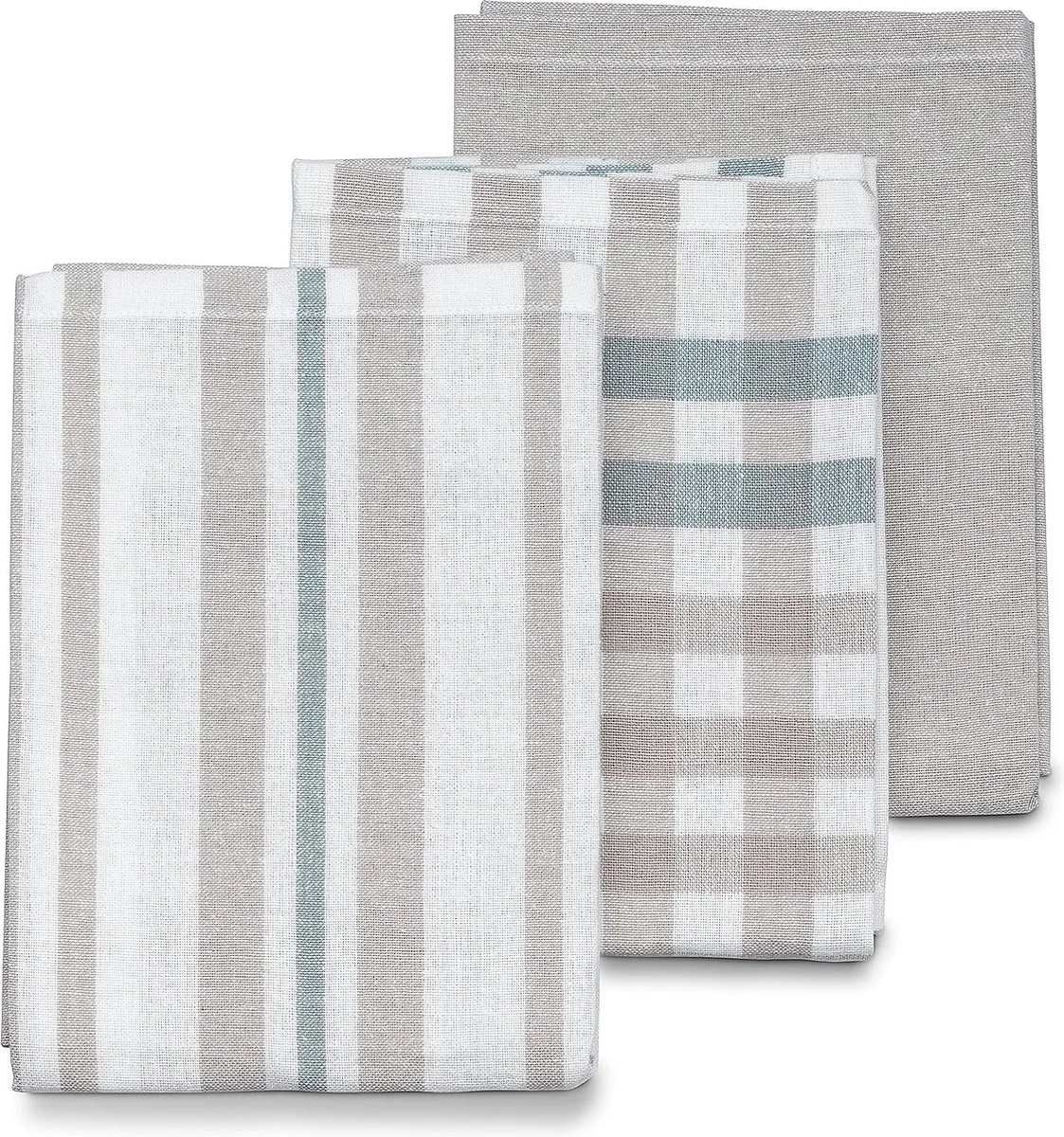Theedoeken, Set van 3, Licht 65 x 45 x 0.2 cm de Kela en Gris – photo produit