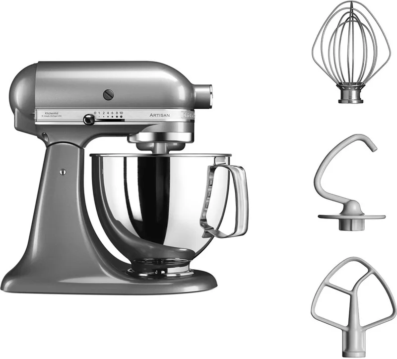 Artisan 5KSM125ECU - Keukenmachine - 4,8L - 3 menghaken by KitchenAid in Contour Zilver – product photo