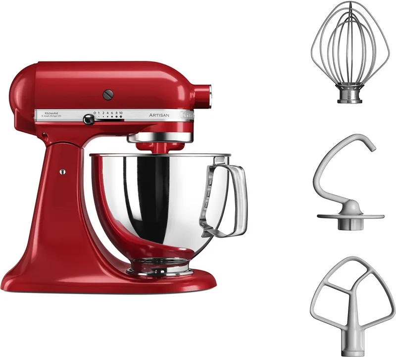 Artisan 5KSM125EER - Keukenmachine -4,8L - 3 menghaken de KitchenAid en Keizer Rood – photo produit