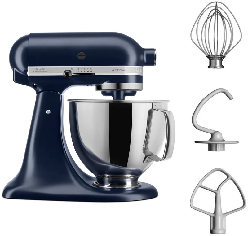 Artisan 5KSM125EIB - Keukenmachine - 4,8L - 3 menghaken by KitchenAid in Inktblauw – product photo