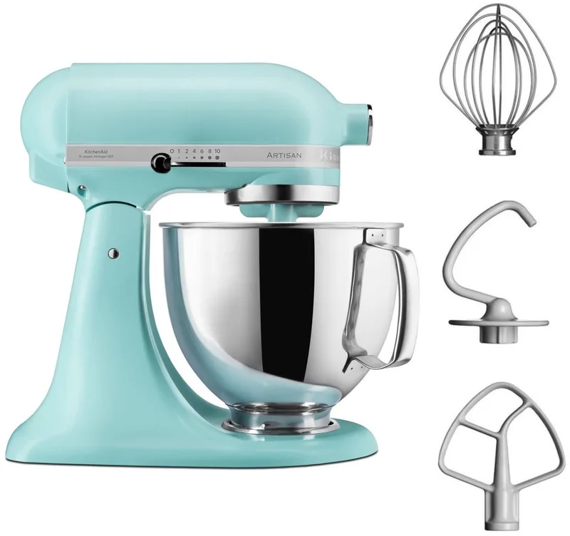 Artisan 5KSM125EMI - Keukenmachine - 4,8 L - Mineraalwater Blauw - 3 menghaken von KitchenAid in Mineraal water – Produktfoto