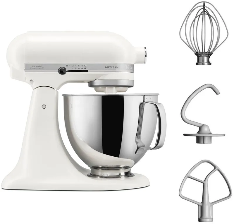 Artisan 5KSM125EPL - Keukenmachine - 4,8L - 3 menghaken by KitchenAid in Porselein wit – product photo