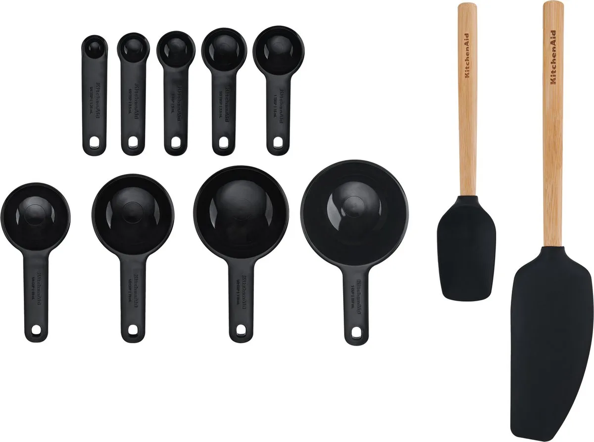 Bakgerei Set, 11-Delig, XL Spatel, Bamboe, Siliconen, Hittebestendig de KitchenAid en Noir – photo produit