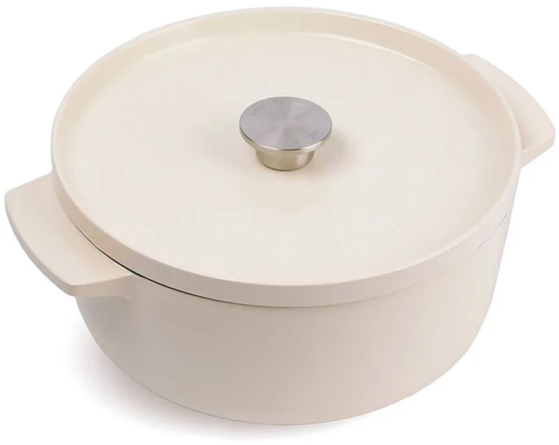 braadpan 26cm - geëmailleerd gietijzer - amandel wit - rond by KitchenAid in Almond_cream – product photo