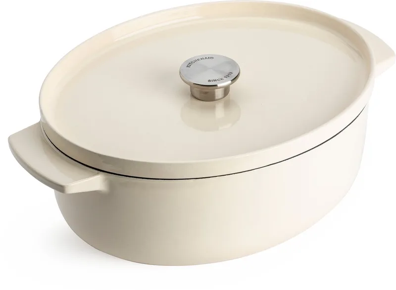 Rôtissoire ovale avec revêtement antiadhésif Doelle de KitchenAid en Almond_cream – photo produit