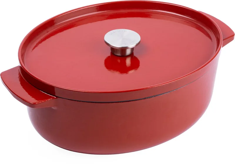 braadpan 30cm - geëmailleerd gietijzer - keizer rood - ovaal by KitchenAid in Empire_red – product photo