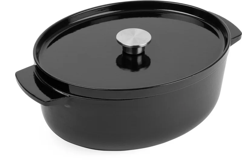 braadpan 30cm - geëmailleerd gietijzer - onyx zwart - ovaal von KitchenAid in Onyx_black – Produktfoto