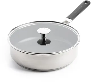 Classic Stainless Steel Hapjespan 26cm - 3.6L - PFAS-vrije antikleeflaag - Hapjespan inductie - Keramische pan - Ovenbestendig tot 160°C - Koudgrepen - Met glazen deksel - Zilver by KitchenAid in Silver – product photo 1 of 5
