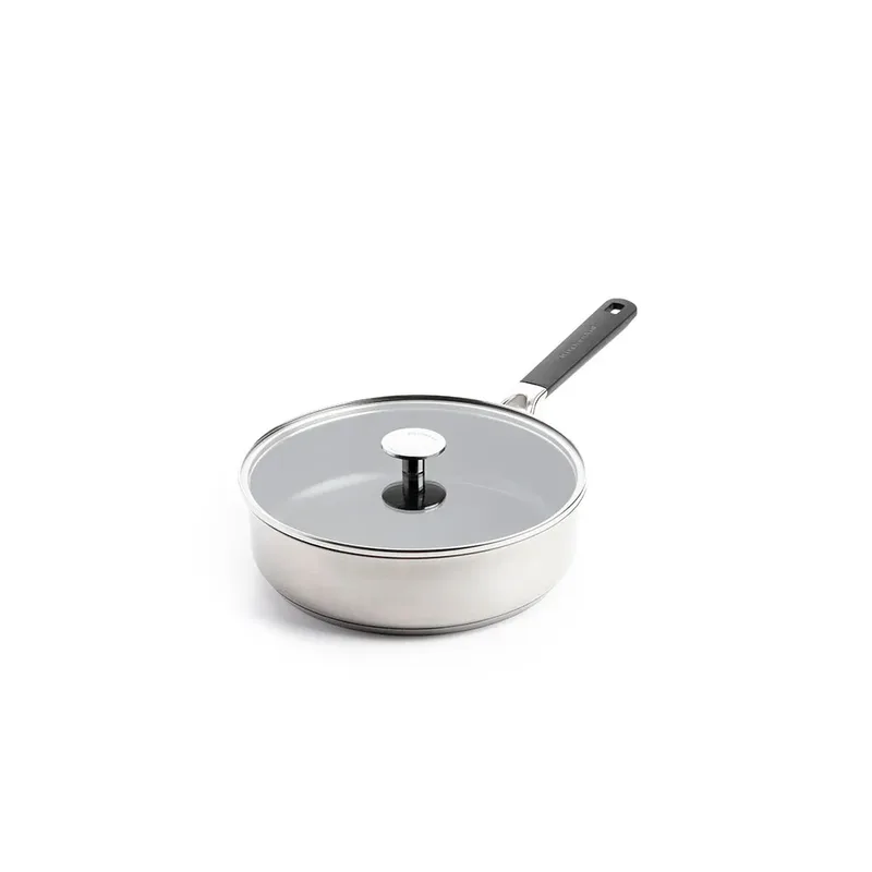 Classic Stainless Steel Hapjespan 26cm - 3.6L - PFAS-vrije antikleeflaag - Hapjespan inductie - Keramische pan - Ovenbestendig tot 160°C - Koudgrepen - Met glazen deksel - Zilver by KitchenAid in Silver – product photo 4 of 5